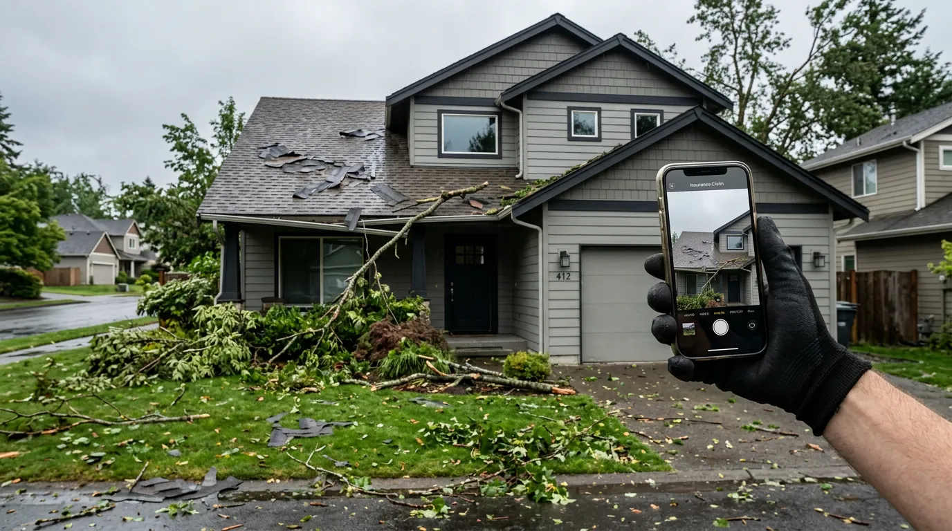 Storm damage to a home