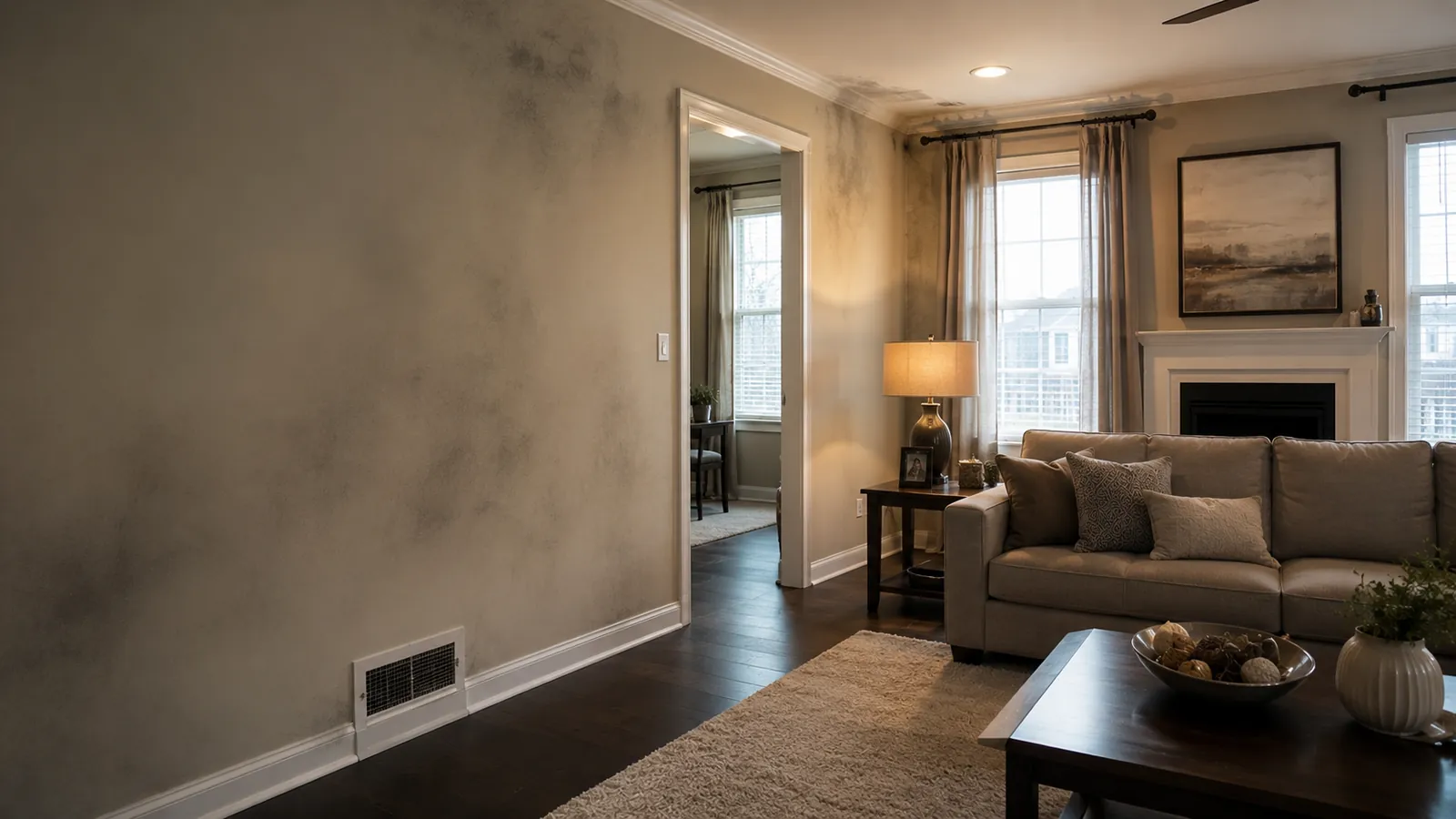 Smoke damage on interior wall
